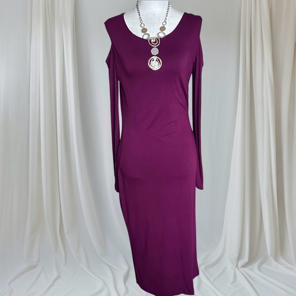 SEVEN SISTERS Cold Shoulder Jersey Knit Midi Dress M